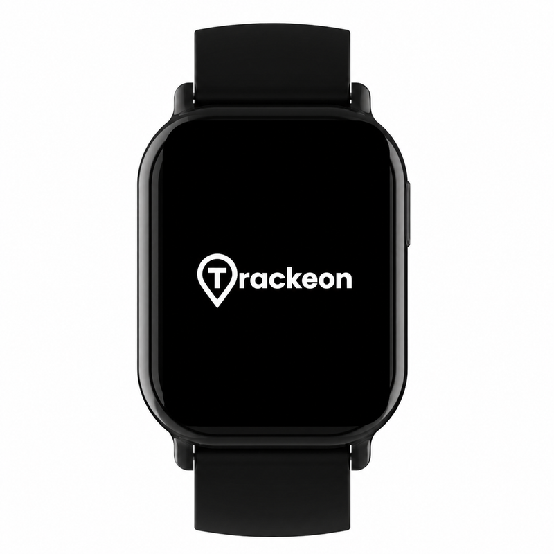 Schwarze Trackeon Junior GPS-Kinderuhr von vorne