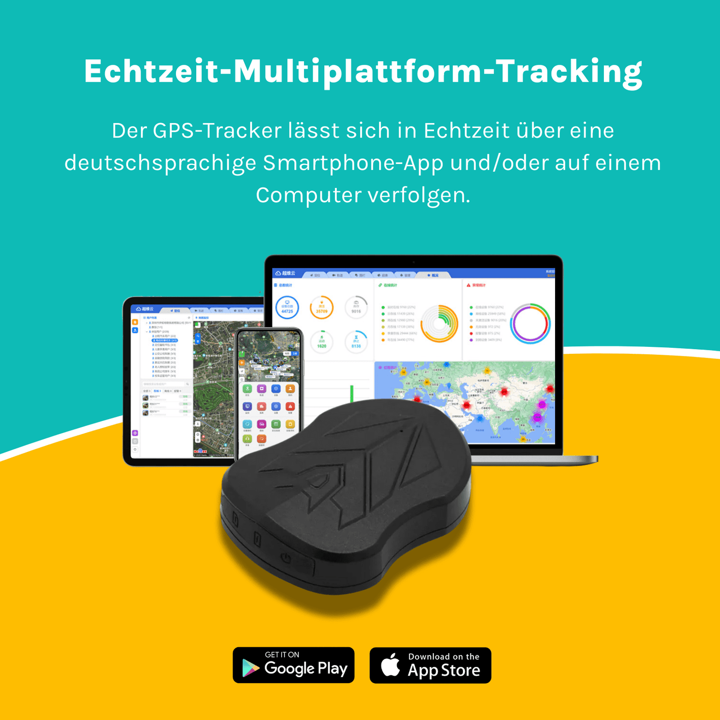 Premium 4G GPS-Tracker ohne Abonnement 