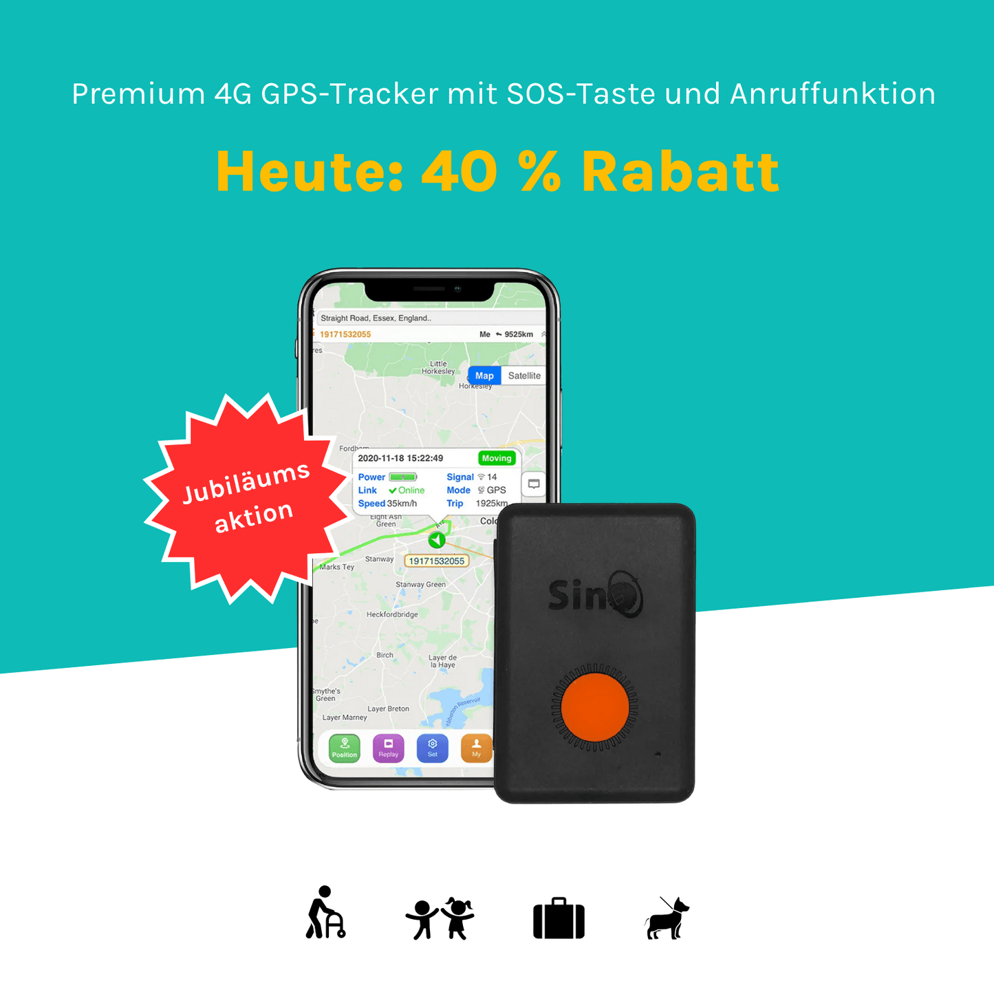 4G GPS-Tracker für Demenz mit SOS-Taste und Anruffunktion