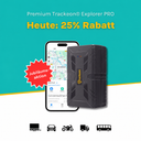 Trackeon Explorer PRO 4G GPS-Tracker mit Smartphone und Standortkarte.